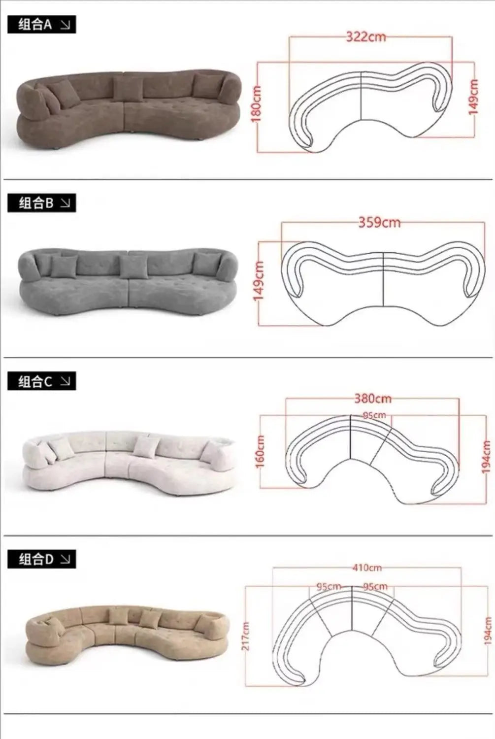 Wabi Sand Cream Wind Sofa Living Room Hotel Villa Light Luxury Special-shaped Corner Technology Cloth Sofa