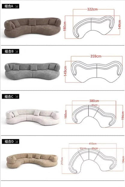 Wabi Sand Cream Wind Sofa Living Room Hotel Villa Light Luxury Special-shaped Corner Technology Cloth Sofa