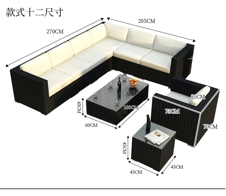 Terrace Modern Garden Sofas Outdoor Combination Courtyard Nordic Garden Sofas Waterproof Pe Rattan Furniture Sofá Jardín MHHYSF