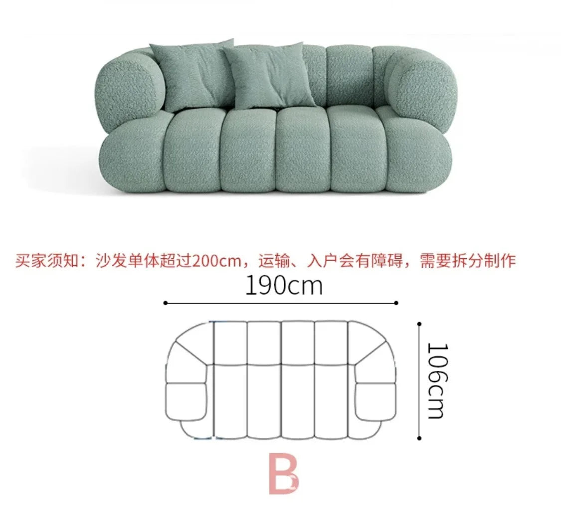 Living room cloud fabric sofa size apartment
