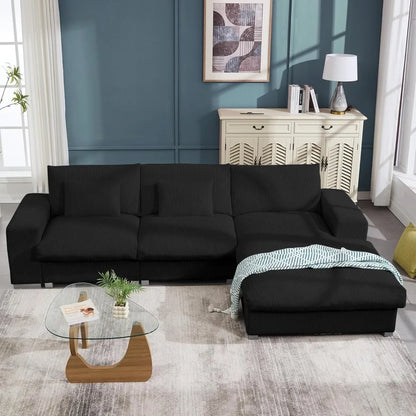 U Shaped Cloud Couch Sectionals Comfy White Sectional Couches for Living Room Modern Oversized Modular Sofas, Corduroy Large Big