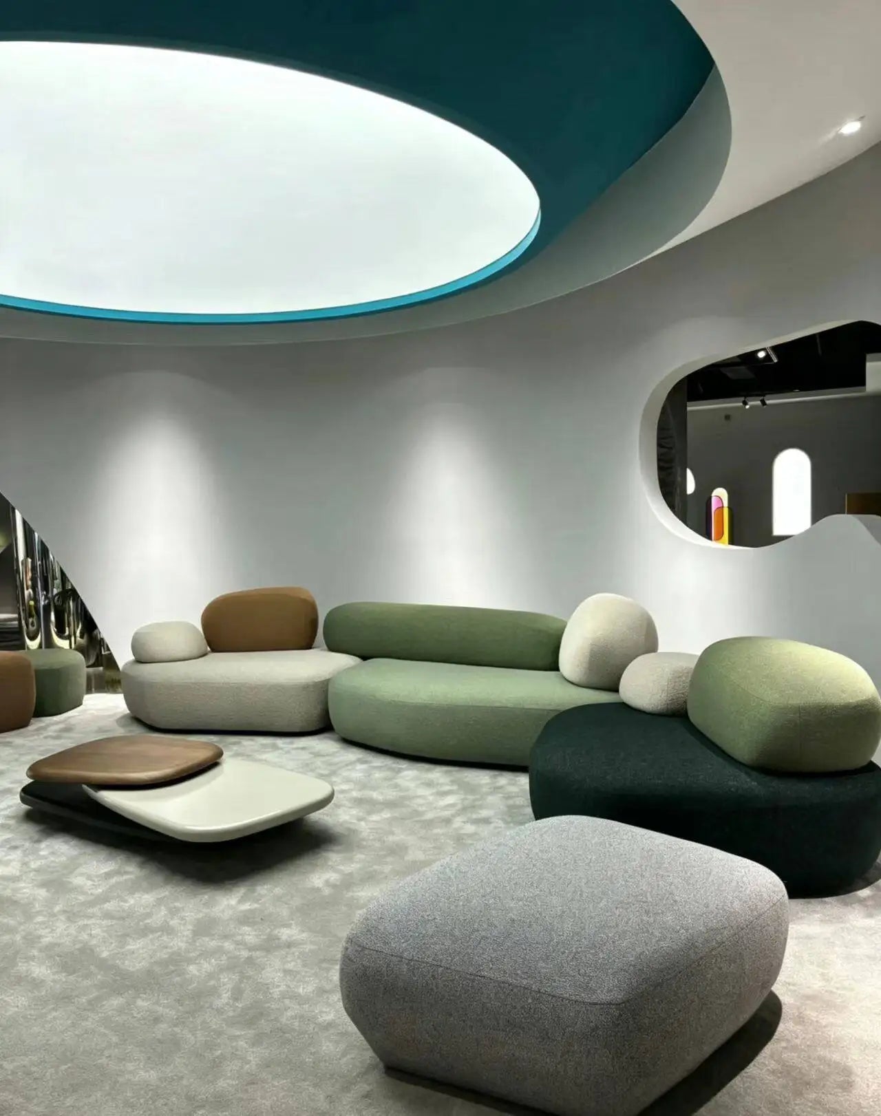 Italian minimalist pebble art sofa villa large flat living room special-shaped module fabric sofa Internet celebrity