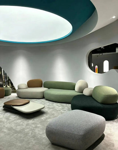 Italian minimalist pebble art sofa villa large flat living room special-shaped module fabric sofa Internet celebrity