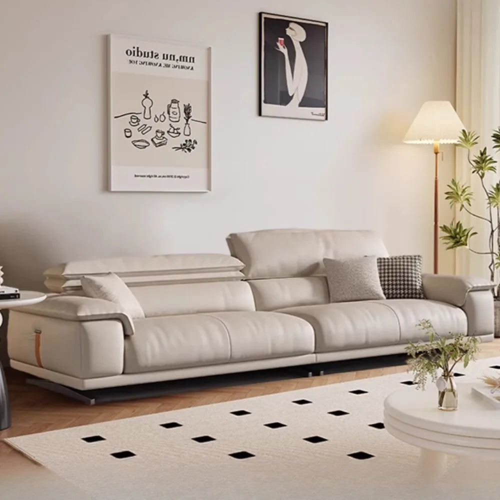 Genuine Leather Italian Living Room Sofa Luxury Lounge Designer Minimalist Sofas Modern Family Muebles Furniture Decoration