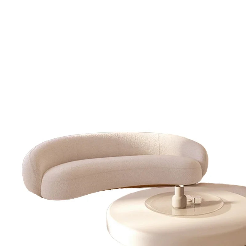 -Contemporary Minimalist Sectional Sofa Set Wood Frame with Curved Sleeper Sponge Filled for Home Hotel or Apartment