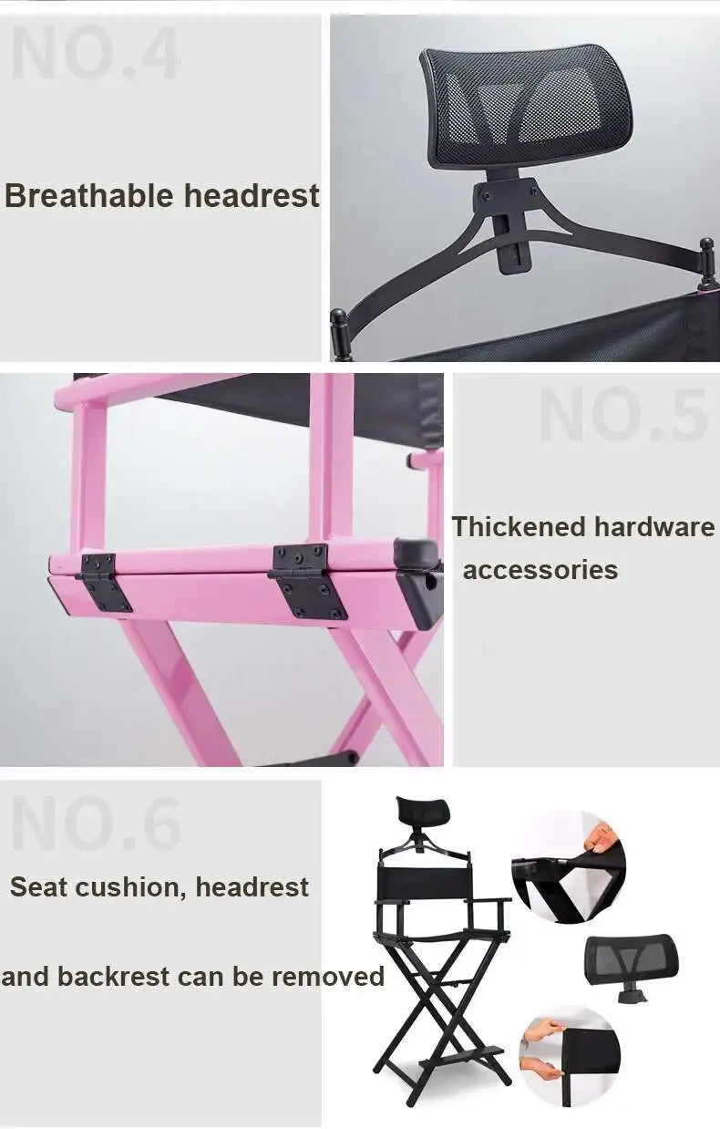 Outdoor Modern Portable All Aluminium Lounge Chair with Headrest - Portable Makeup Artist/Beach Chair Bar Office Makeup Chair
