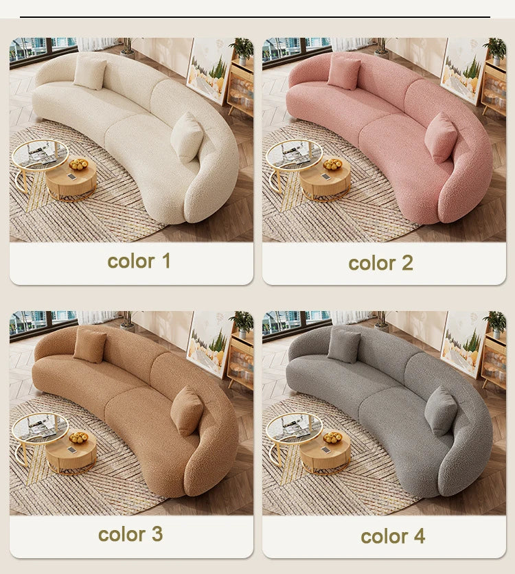Hot Sale Modern Luxury Living Room Furniture White Couch Living Room Sofas Curved Velvet Sofa Set Fabric Sofa for Home