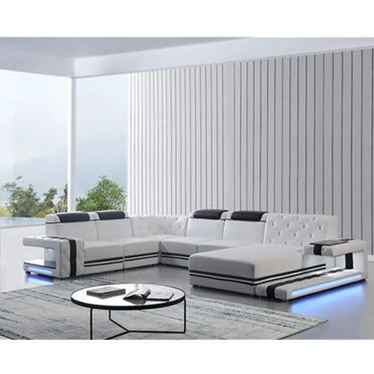 Luxury European style living room leather sofa set funriture couch