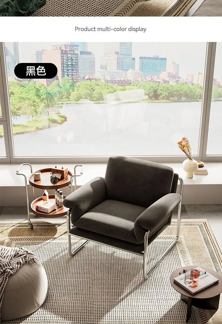 Bauhaus Antique Style Stainless Steel Designer Sofa Chair Living Room Home Balcony Leisure Recliner Negotiation Chair