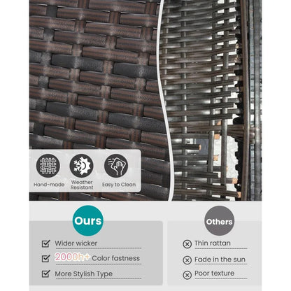 Patio Furniture Set, Outdoor Rattan Bistro Set with Coffee Table, Durable Steel Frame with Strapped Cushions for Garden