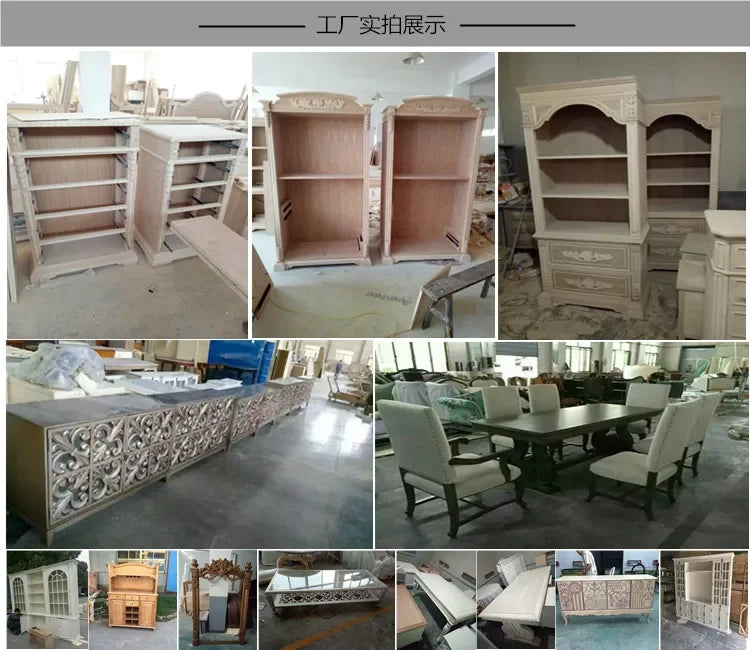 Retro solid wood simple bookcase American country white arched bookshelf display study floor locker