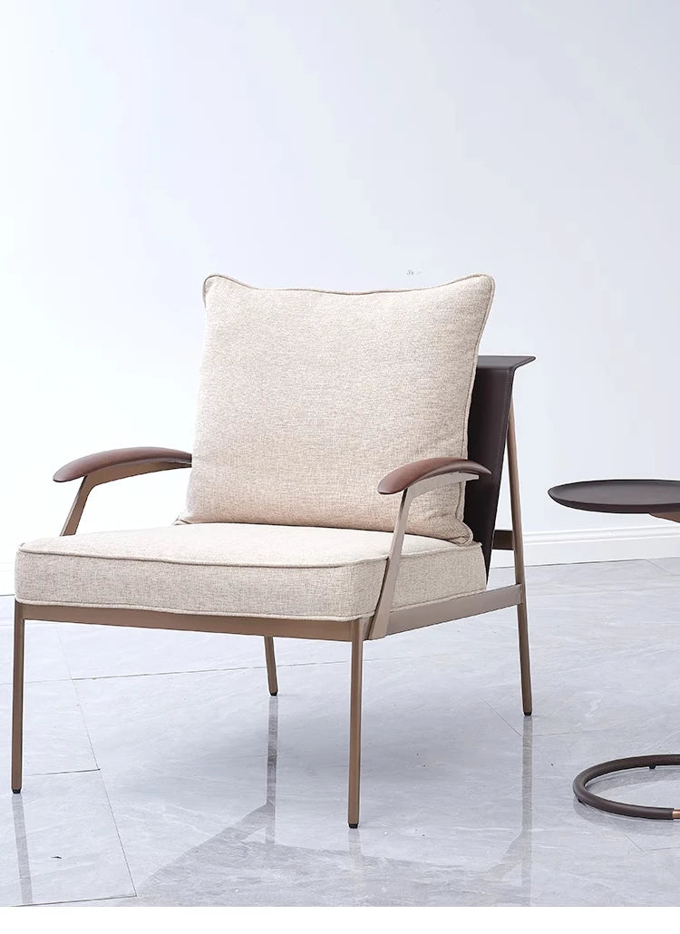 Single Light Luxury Designers Stainless Chair  Minimalist Backrest Armchair Negotiation Living Room Chair Sofa Stool Furniture