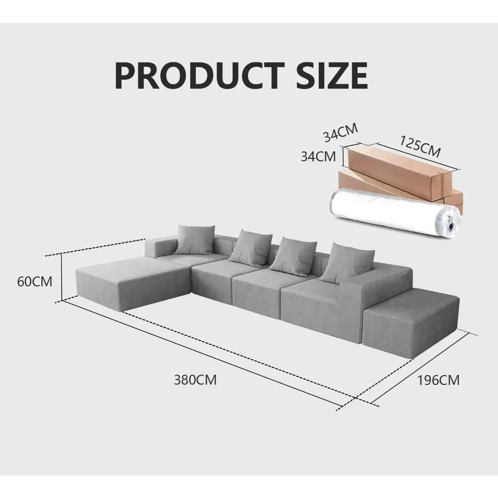 Popular  Modular Furniture - Strong Foam Support for Frameless Sofa. Combination of 6-seat Luxurious Living Room Compact Sofa.