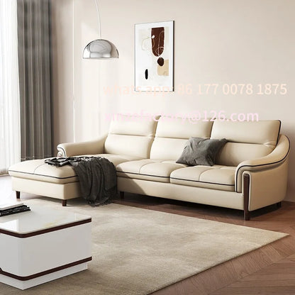 Customizable leather sofa size apartment living room simple and modern