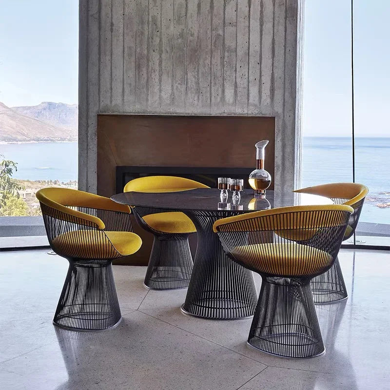 High-end stainless steel dining chair single sofa chair designer home living room wrought iron balcony