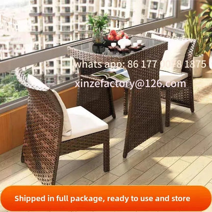 Customizable Balcony Courtyard Leisure Table and Chair Combination Rattan Chair Three Piece Set Tea Imitation Rattan Chair Tea