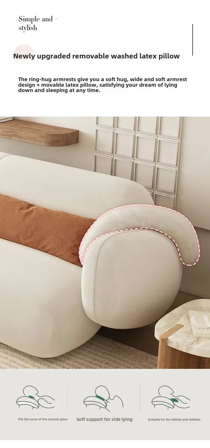 White Technology Cloth Sofa Set Modern King Size Foam Sponge Tatami Couch Large Reading Design Soft Big Bank Bedroom Furniture