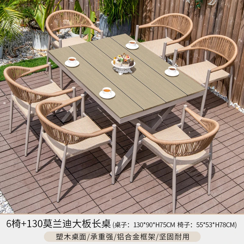 Outdoor table and chair courtyard villa leisure open-air balcony rattan chair Internet celebrity waterproof sunscreen garden