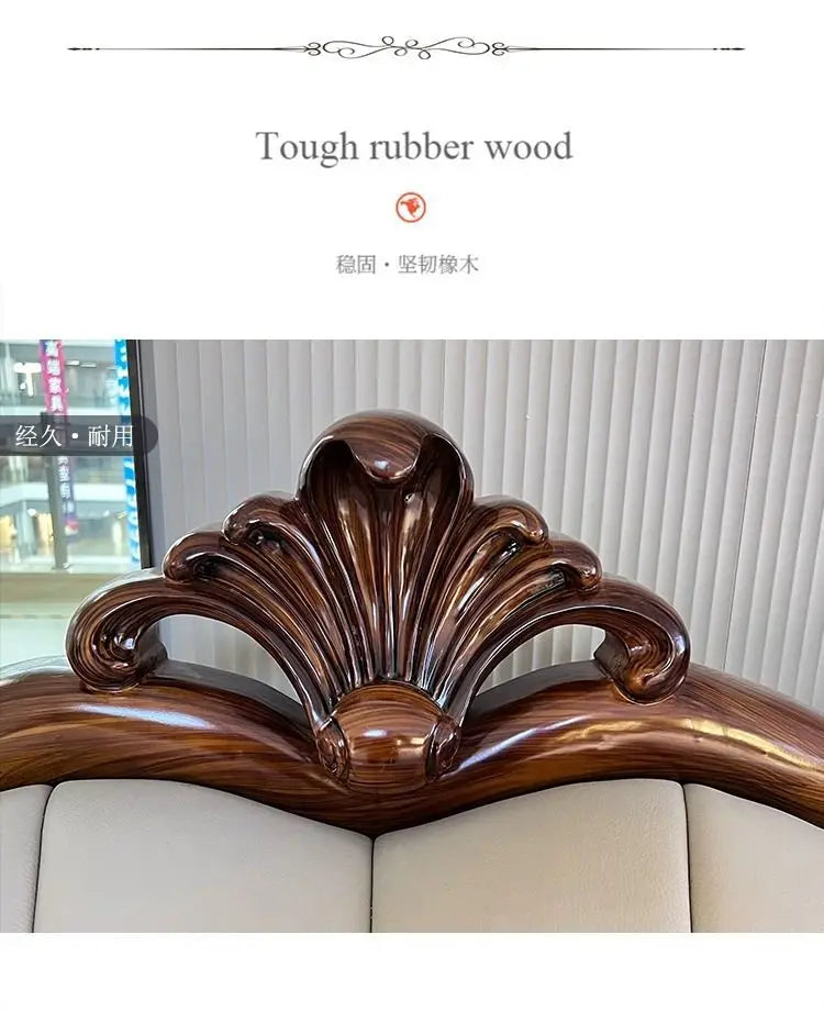European leather sofa first layer cowhide combination living room villa luxury ebony sofa style fully furnished small apartment
