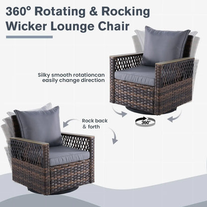 3 Pieces Patio Bistro Set with Table Set, All-Weather Wicker Patio Furniture Set with Thickened Cushions and High Back