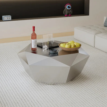 CZ  Steel Diamond-Shaped Coffee Table Modern Fashion Living Room Model Room Sales Office Mirror Titanium Small Coffee Table