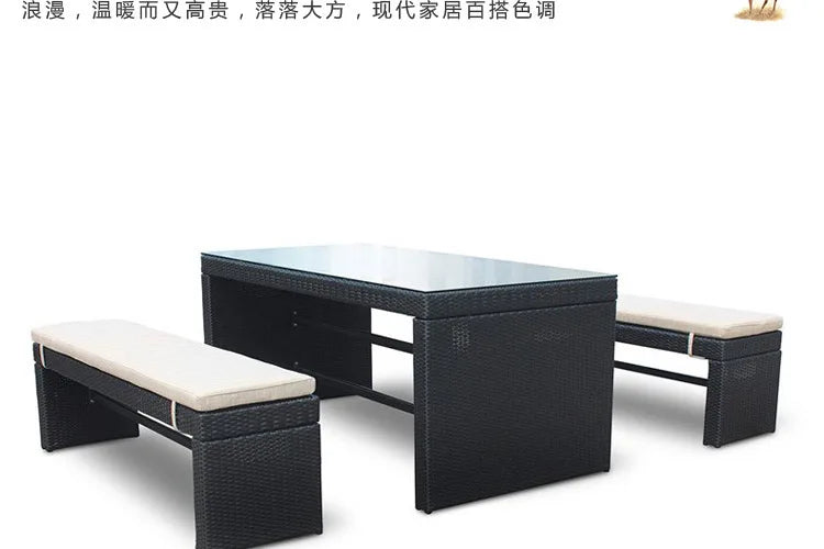 Outdoor rattan chair three-piece combination outdoor courtyard terrace table and chair wrought iron rattan leisure chair balcony