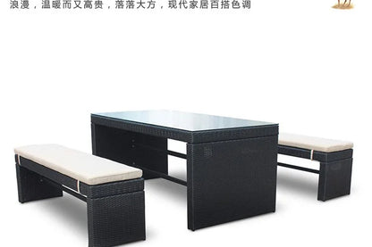 Outdoor rattan chair three-piece combination outdoor courtyard terrace table and chair wrought iron rattan leisure chair balcony