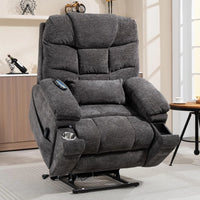 Dual Motor Power Lift Recliner for Elderly Adults with Heat Massage Lay Flat Feature Wireless Remote Cup Holder Customizable