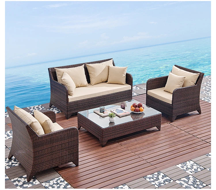 Wicker outdoor imitation rattan leisure living room courtyard balcony furniture sales office outdoor display negotiation sofa