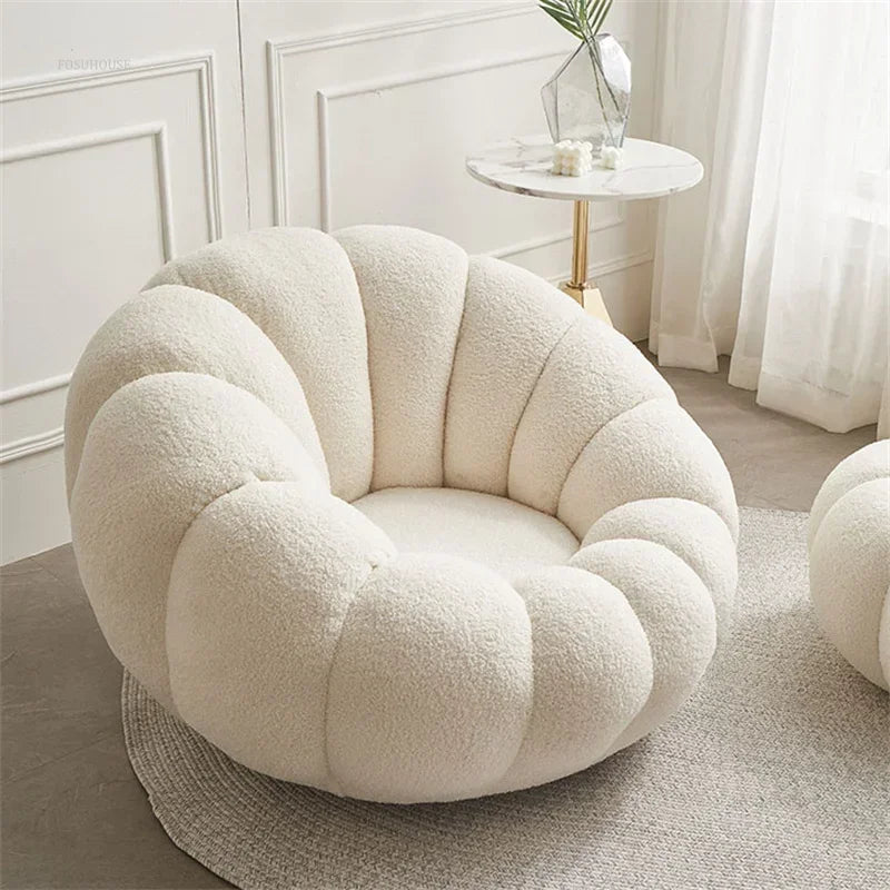 Modern Living Room Sofa Lambswool Pumpkin Sofa Chair Creative Home Balcony Swivel Lounge Chair Fitting Room Bedroom Single Sofas