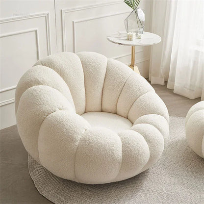 Modern Living Room Sofa Lambswool Pumpkin Sofa Chair Creative Home Balcony Swivel Lounge Chair Fitting Room Bedroom Single Sofas