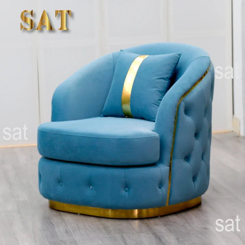 -Luxury Gold Legs Stainless Steel Blue Button Tufted Velvet Chesterfield Sofa Set 3 2 Seater SofaLiving Room Couch Set Furniture
