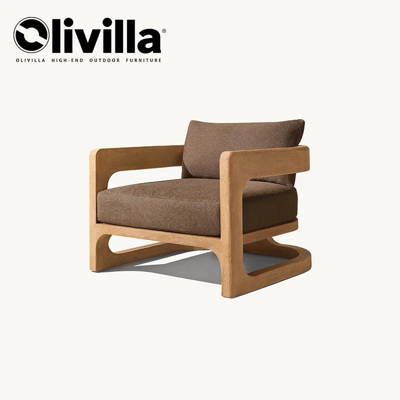 Leisure Open-air Courtyard Sofa Teak Villa Homestay Hotel Modern Outdoor Furniture Combination Waterproof Garden Wooden Sofa Set