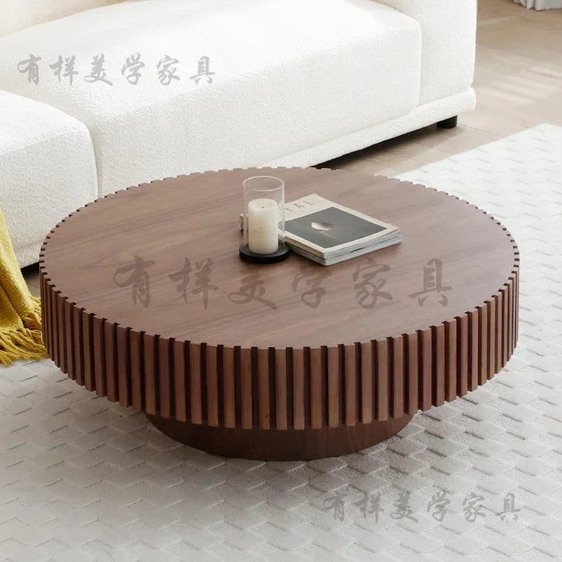 Small Apartment Living Room Solid Wood Coffee Table Gear Round Coffee Table Nordic Original Designer Bed And Breakfast