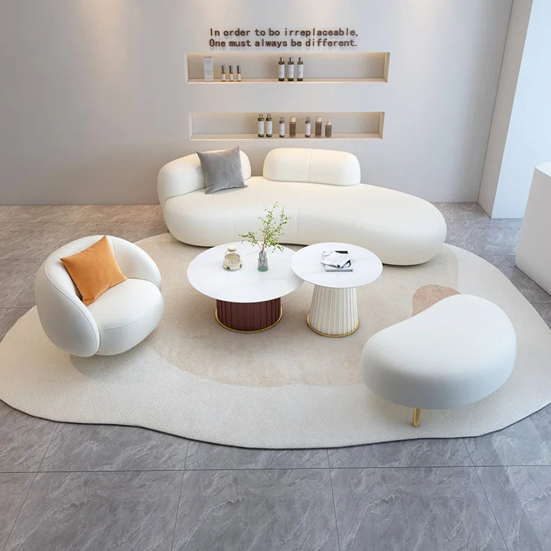 Customizable office small apartment technology fabric Nordic light luxury lounge area reception white sofa