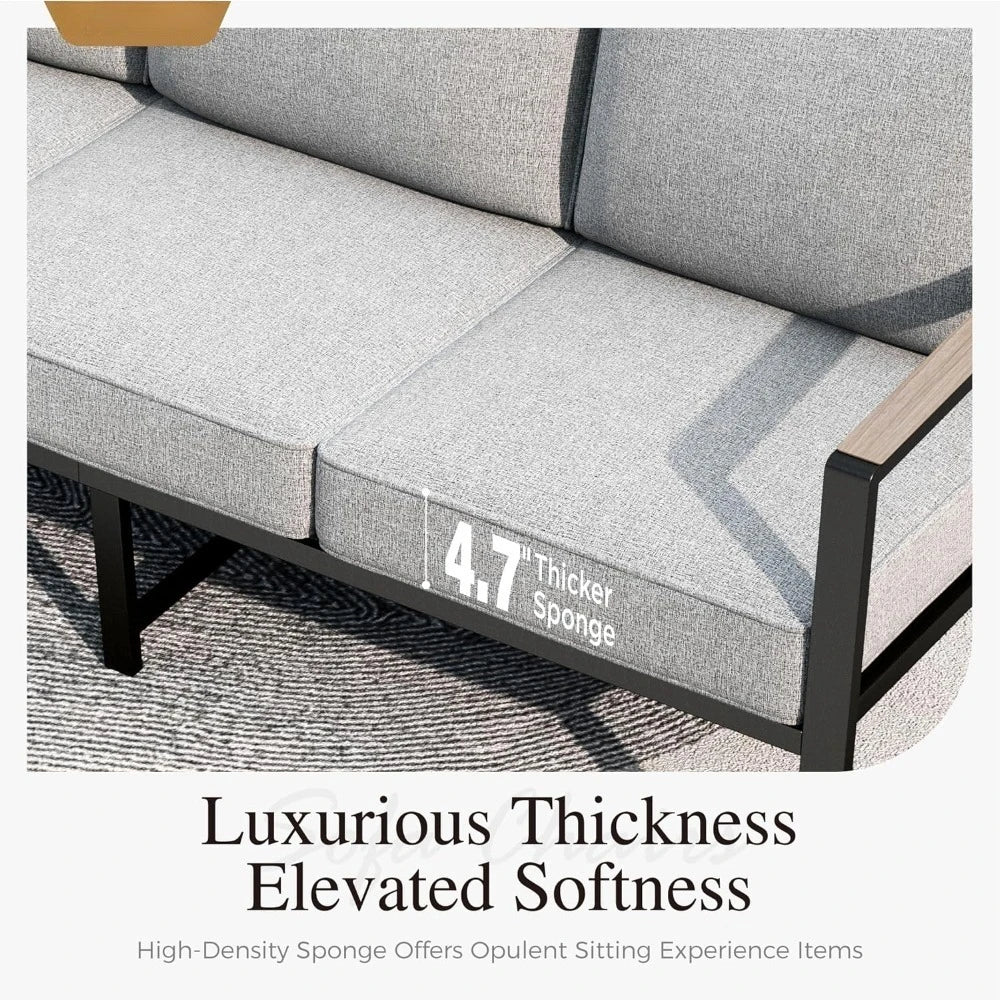 Modern Patio Furniture Set Outdoor Conversation Set 6pcs Heavy Duty with Soft Cotton-Filled Textilene Fabric fo