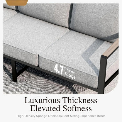 Modern Patio Furniture Set Outdoor Conversation Set 6pcs Heavy Duty with Soft Cotton-Filled Textilene Fabric fo