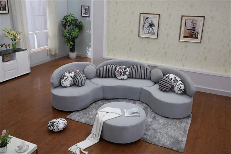 Curved fabric sofa Nordic light luxury personalized creative sofa Modern simple special-shaped living room combination round