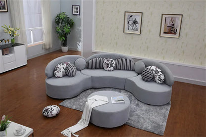 Curved fabric sofa Nordic light luxury personalized creative sofa Modern simple special-shaped living room combination round