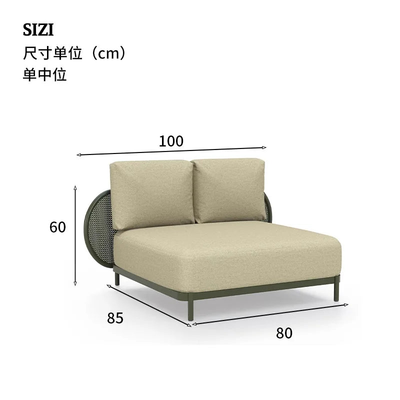 Outdoor sofa combination outdoor courtyard open-air villa living room hotel famous club rattan sofa