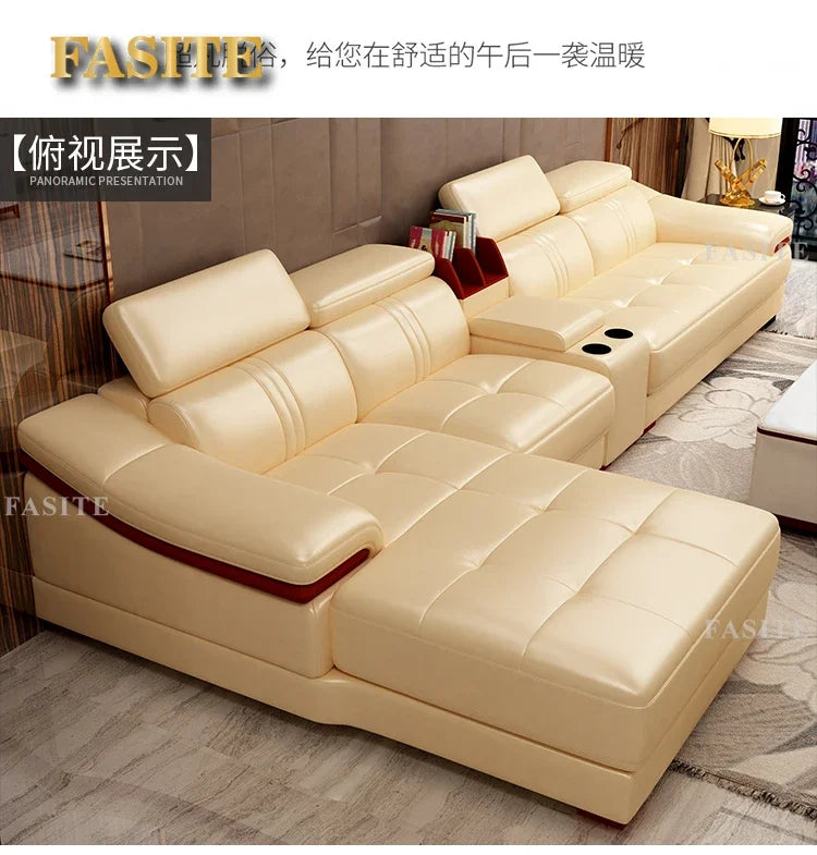 Genuine leather sofa head layer cowhide small unit,simple and modern functional, fashionable leather sofa combination decoration