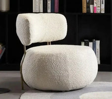 z Luxury Nordic Lounge Chair Stainless Steel Single Chair Soft Fur Boucle Accent Chair for Home Hotel
