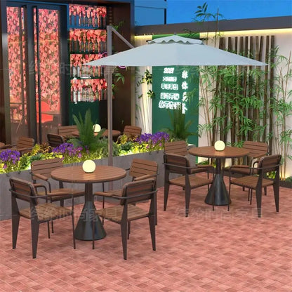 Leisure Sun-Proof Outdoor Bistro Set Small Round Table for Restaurant Music Bar and Patio Lounge Dining
