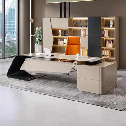 High-end Lacquered Boss Desk, Stylish Atmosphere, Modern and Simple Office Desk, High-end Workbench