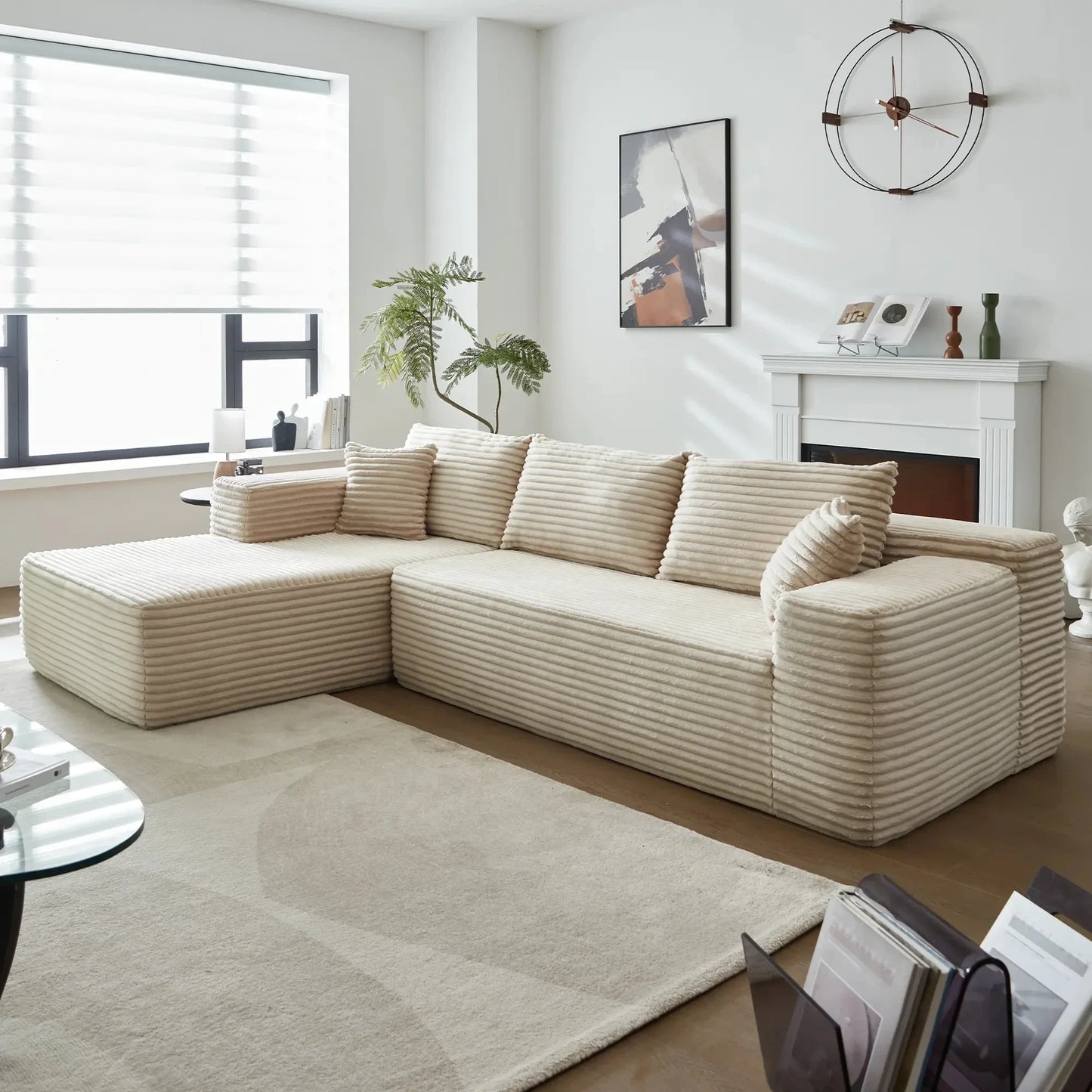 Modular Sectional Sofa Couch Compression Packing Sofa L-Shape Modular Sectional Sofa With Chaise No Assembly Required