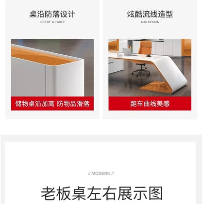 L Shaped Wooden Designer Office Desks Modern Luxury Drawers Large Computer Desks Asthetic Study Escritorio Office Furniture