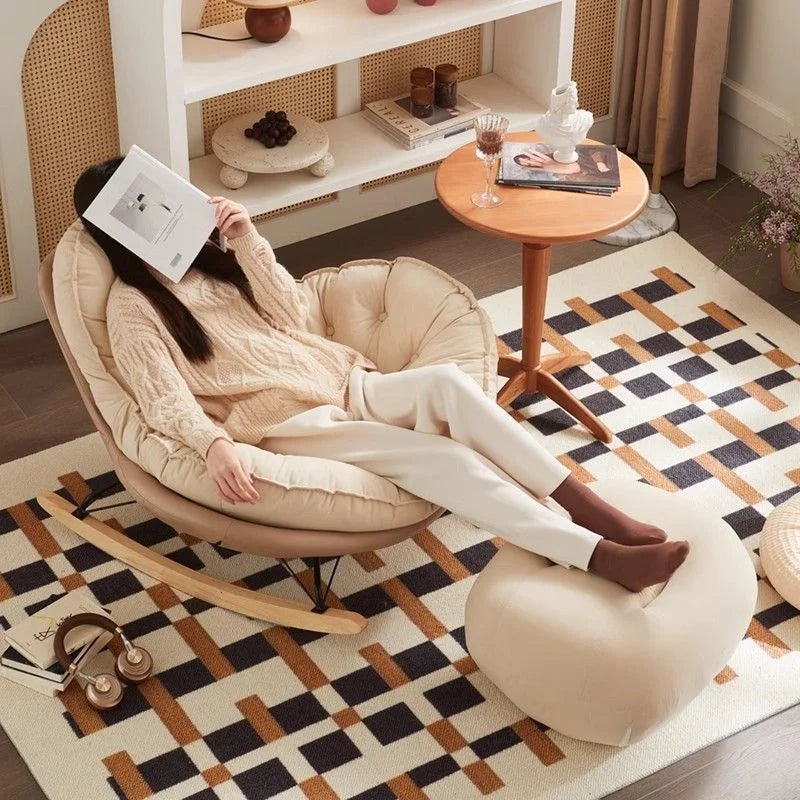 ！@!@Recliner Comfortable Thickened Wood Penguin Rocking Chair Living Room Bedroom Balcony Home Leisure Lazy Sofa Style for Singl