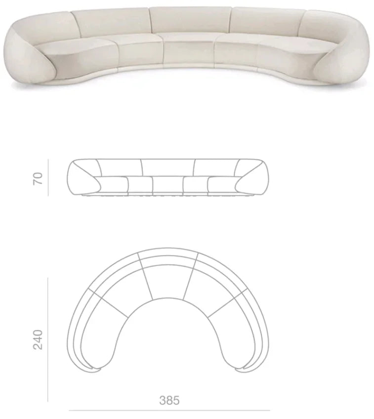 Sili Style Living Room Moon Faux Leather Fabric Nordic Designer Semi-Arc Light Luxury Cashew Curved Sofa living room furniture