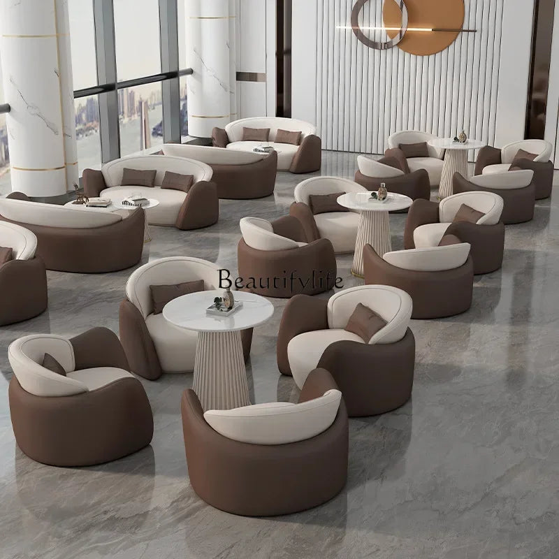 lLight luxury business negotiation sofa table and chair combination hotel lobby reception leather sofa