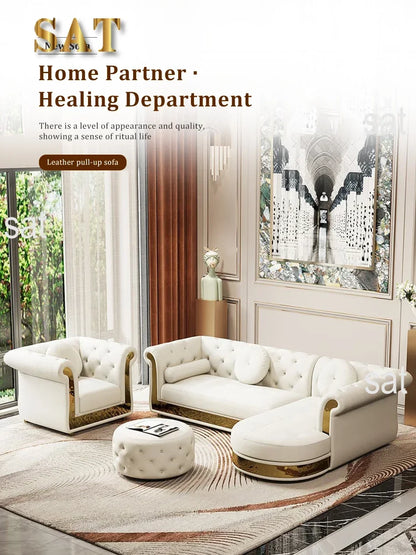 A Leather Sofa Luxury Couches L Shape Sofa Set Sectional Corner Modular Living Room Furniture sofa Set